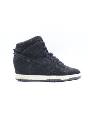 Nike Dunk Sky Hi Women's Size 8 Hidden Wedge Heel Black Suede Shoes 528899-014